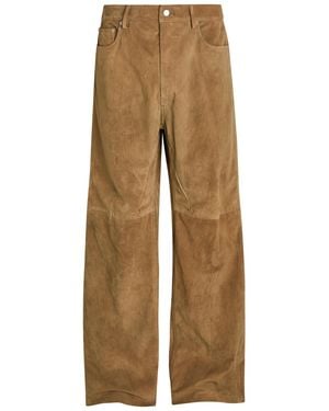Rick Owens Geth Wide-Leg Suede Trousers - Natural