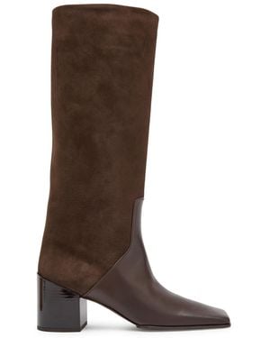 Alaïa Panelled 55 Nubuck Knee-High Boots - Brown