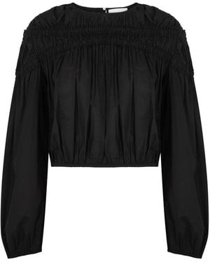 Merlette Ciel Smocked Cotton Top - Black