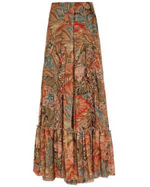 Etro Paisley Ruffled Silk Maxi Skirt - Multicolour