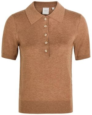 Varley Toni Fine-Knit Polo Top - Brown