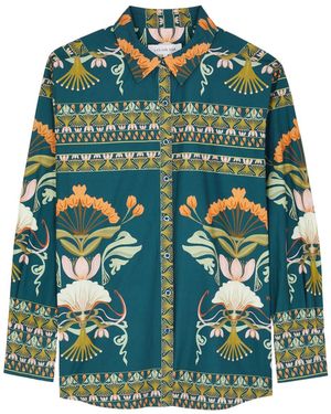 Lug Von Siga Franzie Printed Cotton-Poplin Shirt - Green