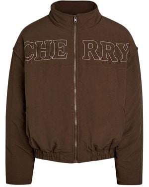 CHERRY LA Pit Crew Logo-Embroidered Padded Nylon Jacket - Brown