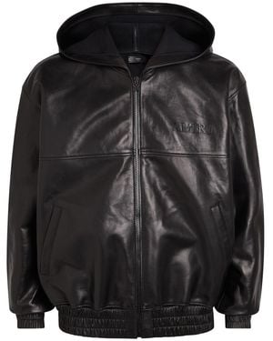 Amiri Logo-Appliquéd Hooded Leather Jacket - Black