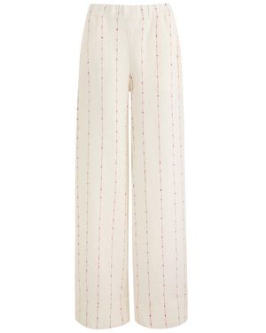 Casa Raki Luisa Embroidered Linen Trousers - White