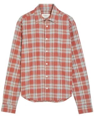 Second Layer Sherman Plaid Cotton Shirt - Red