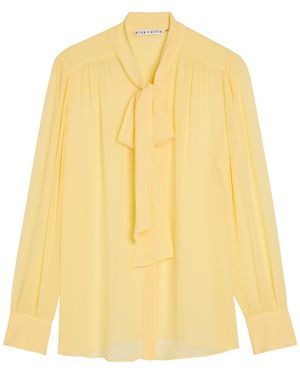 Alice + Olivia Thayer Tie Neck Georgette Blouse - Yellow