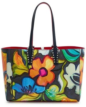 Christian Louboutin Cabata Floral-Print Leather Tote Bag - Blue