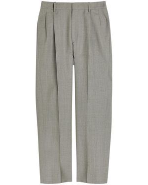 Victoria Beckham Pleated Wool Pants - Gray