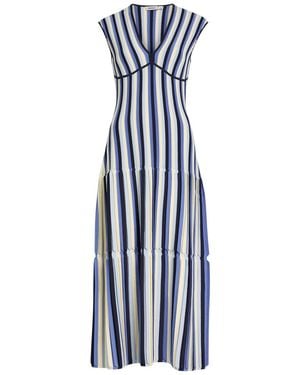 Jonathan Simkhai Lianne Striped Textured Knit Midi Dress - Blue
