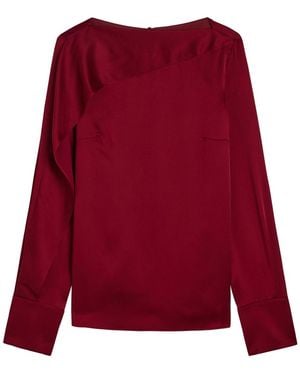 Erdem Draped Satin Top - Red