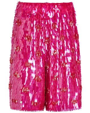 Dries Van Noten Pomy Sequin-Embellished Polka-Dot Silk Shorts - Red