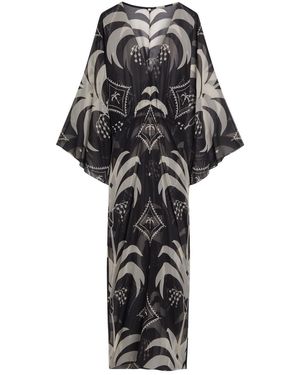 Johanna Ortiz Spiritual Healers Patterned Georgette Maxi Kaftan - Black