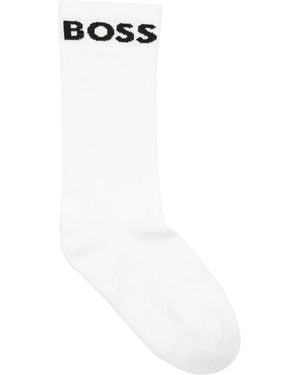 BOSS Sport Logo Cotton-Blend Socks - White