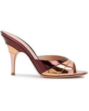 Gianvito Rossi Marea 95 Metallic Leather Mules - Brown