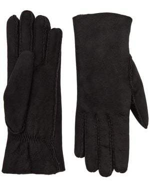 Agnelle Denise Shearling-Lined Suede Gloves - Black