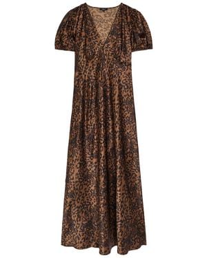 Rails Junia Leopard-Print Satin Midi Dress - Brown