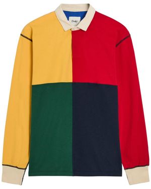Drake's Colour-Blocked Cotton Rugby Top - Red