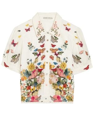 Alice + Olivia Rosie Printed Cotton Top - White