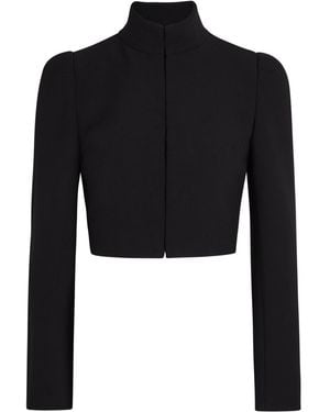 Alaïa Funnel-Neck Cavalry Twill Cropped Jacket - Black