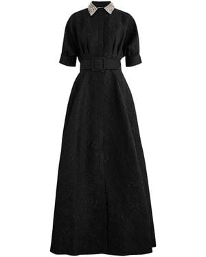 Rebecca Vallance Esther Floral-Jacquard Cloqué Maxi Dress - Black