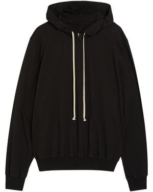 Rick Owens Printed Hooded Cotton Sweatshirt - Black