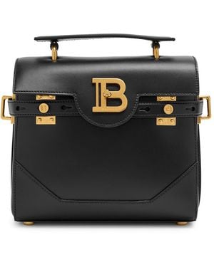 Balmain B-Buzz 23 Leather Top Handle Bag - Black