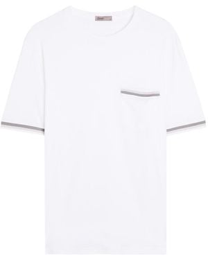 Herno Striped-Trim Cotton T-Shirt - White