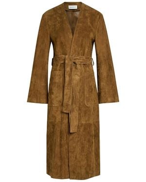 Nour Hammour Ruelle Belted Suede Coat - Natural