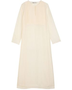 Tory Burch Pintucked Linen And Silk-Blend Kaftan - Natural