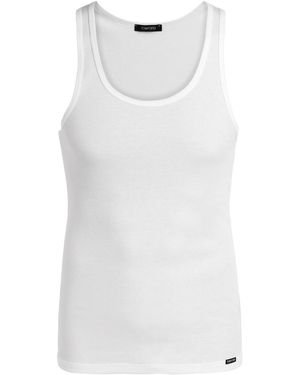 Tom Ford Ribbed Logo Jersey Tank - White