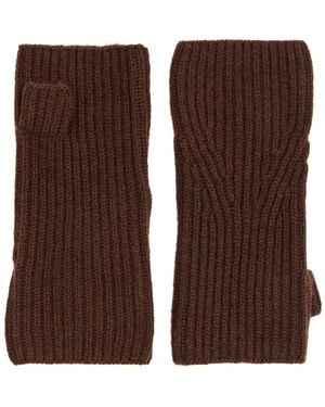 Loop Cashmere Fingerless Cashmere Mittens - Brown