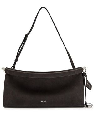 Alaïa East West Medium Nubuck Shoulder Bag - Black