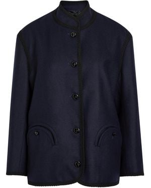 Blazé Milano Curly Embroidered Wool Jacket - Blue
