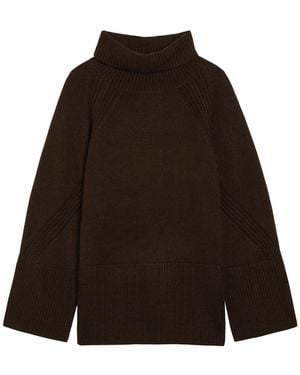 JOSEPH Lotus Roll-Neck Cashmere Sweater - Brown