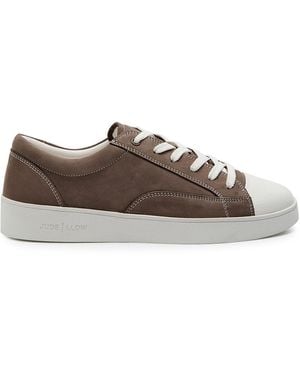 Jude Llow Nico Panelled Nubuck Leather Trainers - Brown