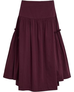 Damson Madder Berta Ruffled Cotton-Poplin Midi Skirt - Purple
