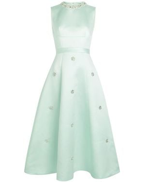 Huishan Zhang Sol Crystal-Embellished Satin Midi Dress - Green
