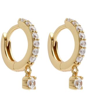 Astrid & Miyu Crystal Charm 18Kt-Plated Hoop Earrings - Metallic