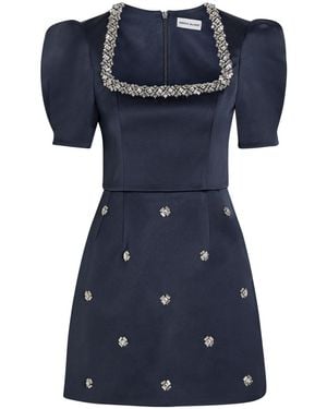 Rebecca Vallance Ayla Crystal-Embellished Satin-Crepe Mini Dress - Blue
