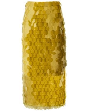 ROKSANDA Halin Embellished Midi Mesh Skirt - Yellow