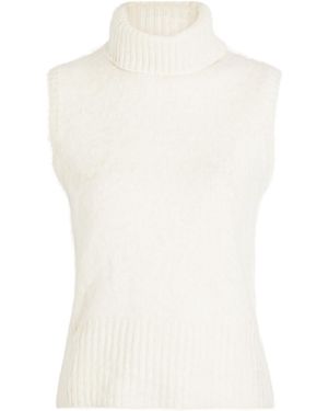 Veronica Beard Mazzy Brushed Cashmere Top - White