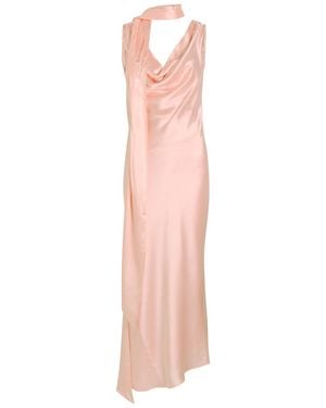 De La Vali Thebe Scarf-Effect Draped Silk-Satin Midi Slip Dress - Pink