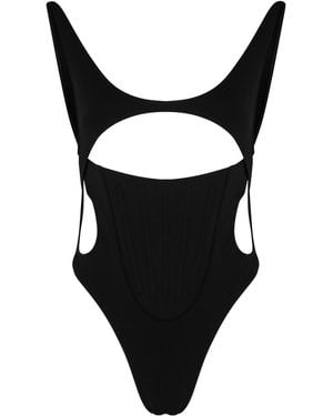 Mugler Cut-out Thong Swimsuit - Black