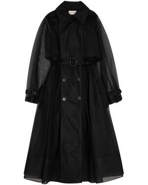 McQueen Double-breasted Mesh Trench Coat - Black