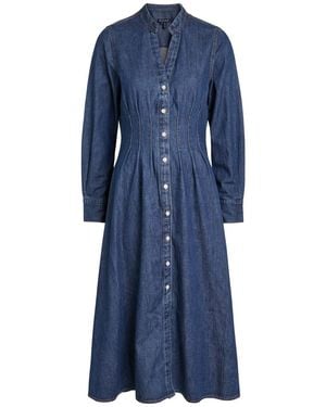 Veronica Beard Arcadia Pintuck Denim Midi Dress - Blue