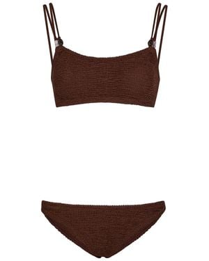 Hunza G Cassie Beaded Crinkle Bikini - Brown