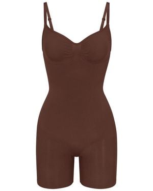 Skims Seamless Sculpt Mid-Thigh Bodysuit - Brown