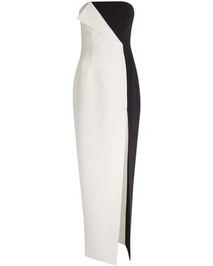 Ronny Kobo River Colour-Block Strapless Crepe Midi Dress - White