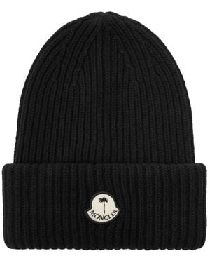 Moncler Genius 8 Moncler Palm Angels Ribbed Wool Beanie - Black